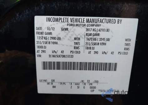 2013 Lincoln Mkt Limo/Hearse z USA, uszkodzony, nr VIN 2L1MJ5LK7DBL55533